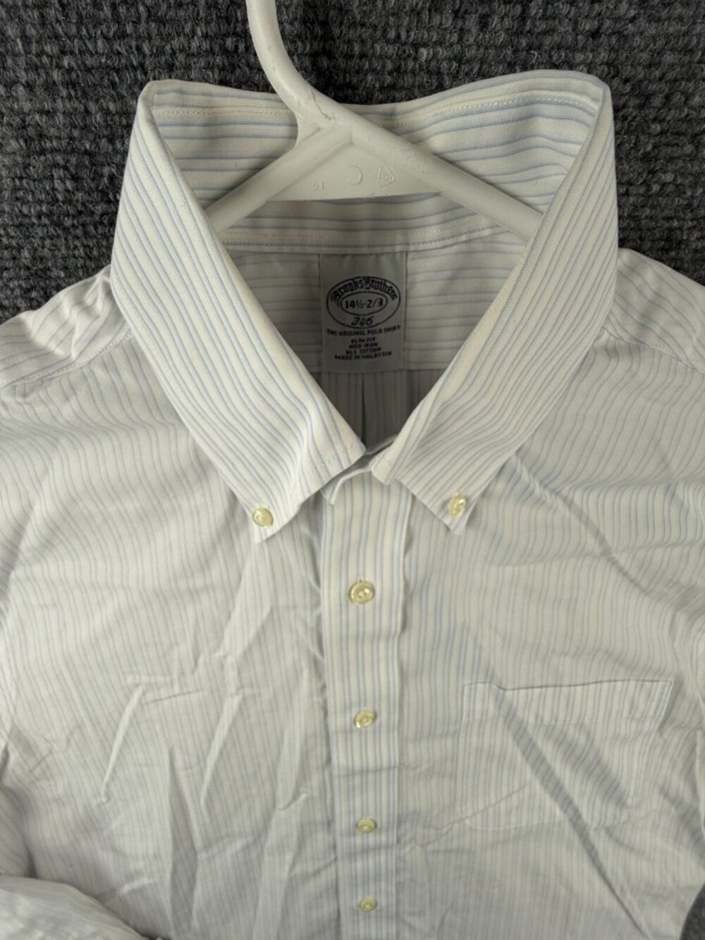 Brooks Brothers Non Iron Button Up Shirt Men Striped Blue Slim 14.5 32/33 Adult